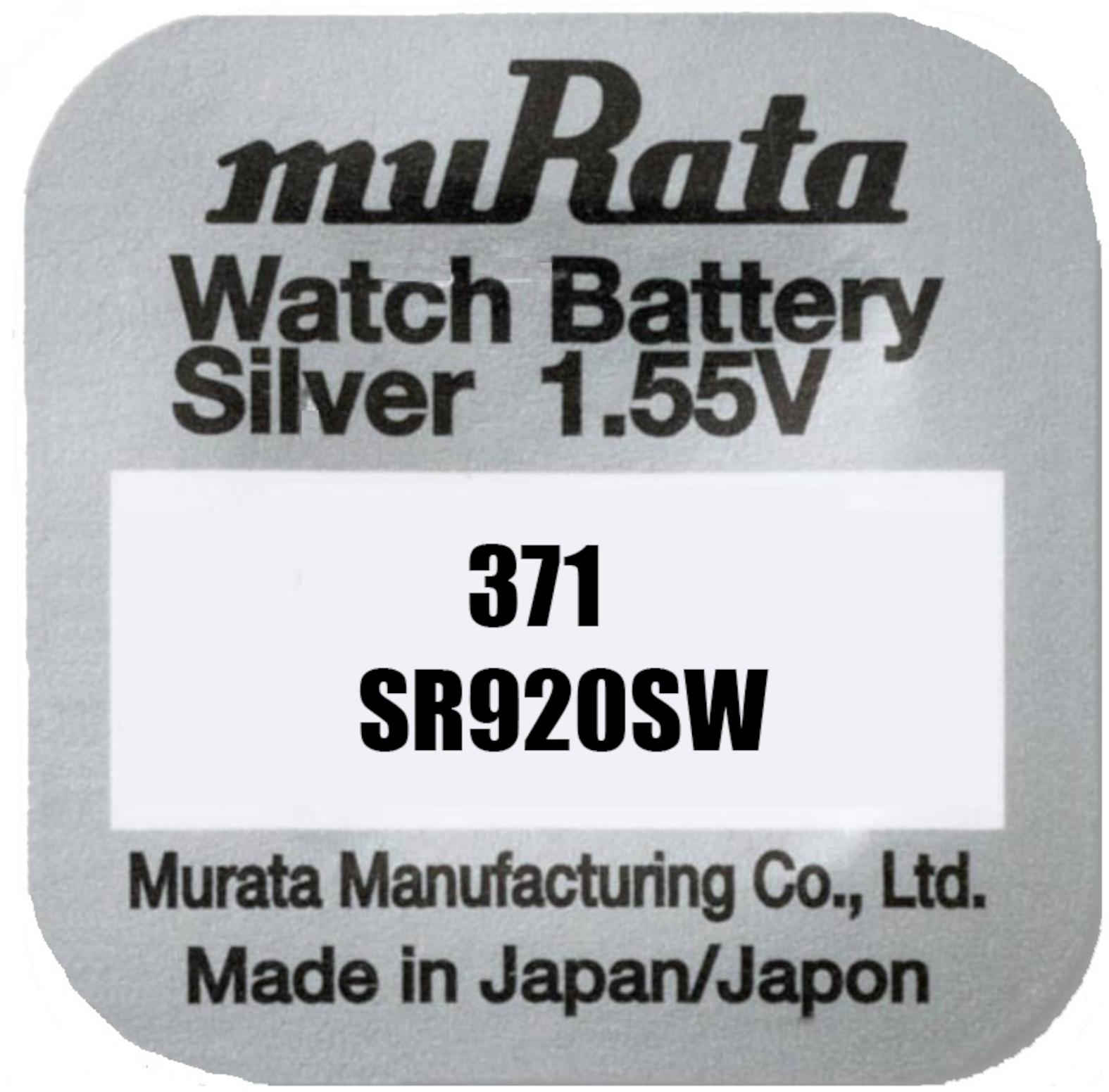 muRata 371 Uhrenbatterie SR920SW Blister Silberoxid 1,55V 371