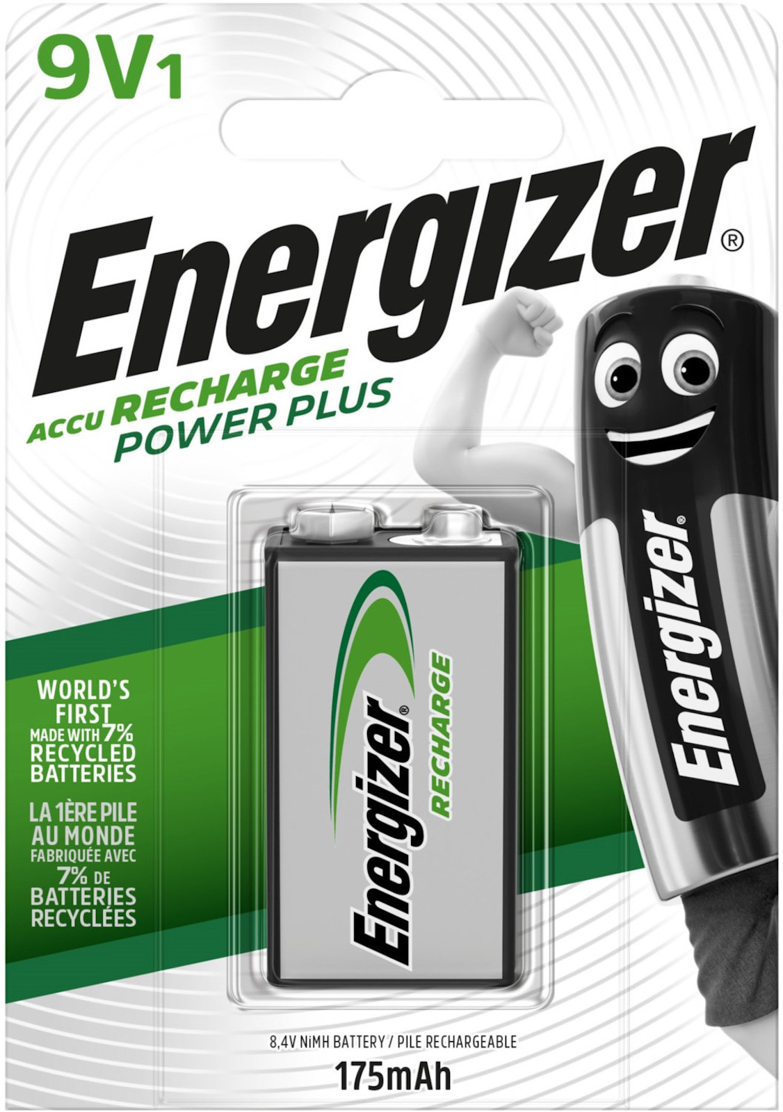 Energizer Akku Recharge Power Plus 9V1 NiMH 175mAh Blister 8,4 V Spannung E300320804 E300320804