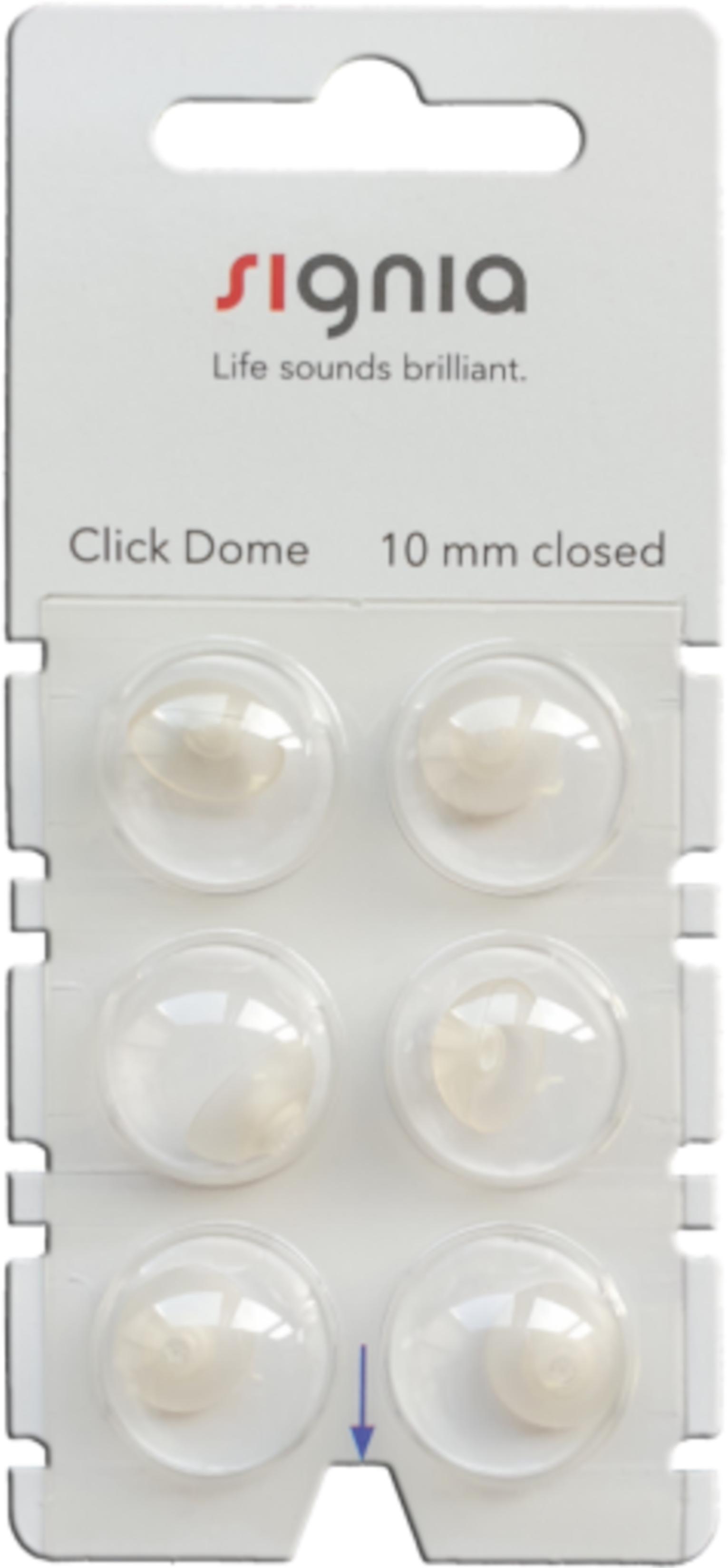 Signia Click 10 mm closed Domes 6er Blister Weiß Hörgeräteschirmchen Silikon 10426021