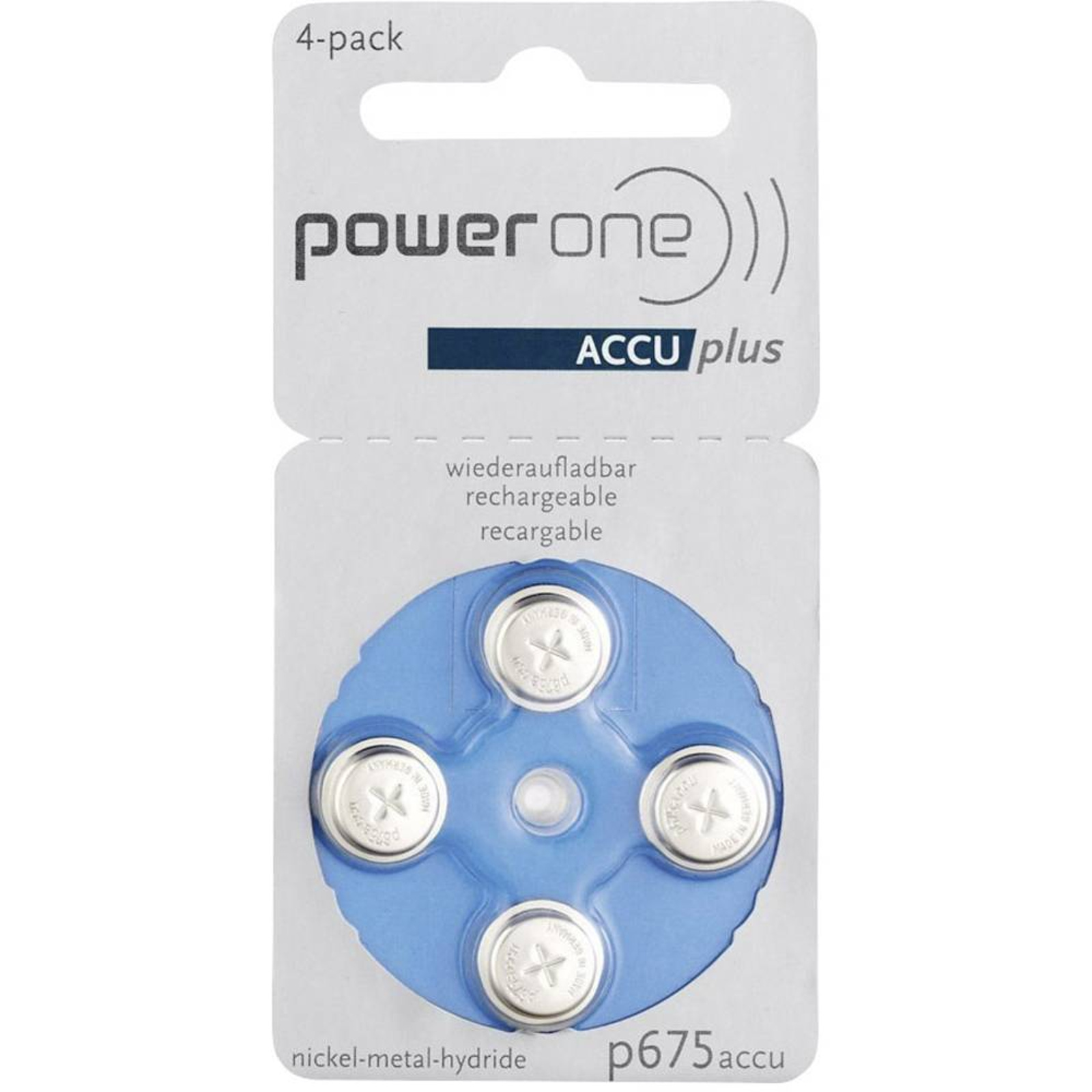 Varta Power One 675 ACCU plus Blau p675 Akku für Hörgeräte NiMH 4er Blister p675