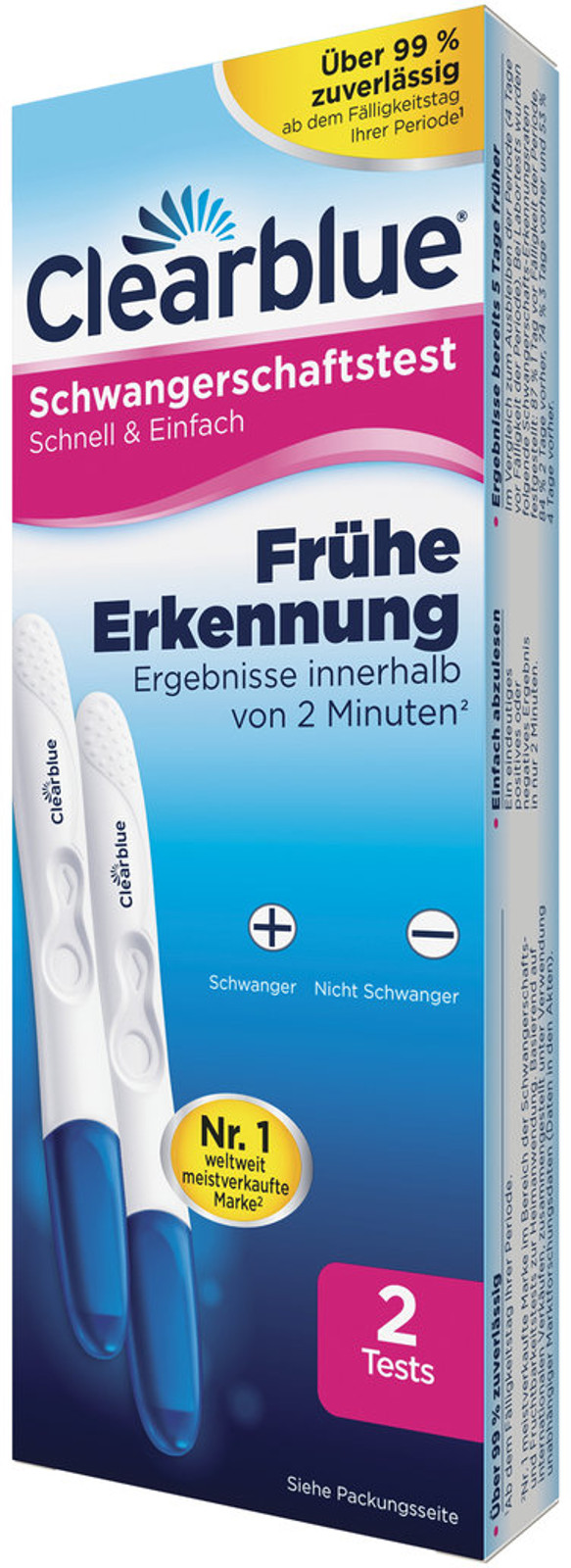 Clearblue Schwangerschaftstest Schnell & Einfach Frühe Erkennung 2er Pack 