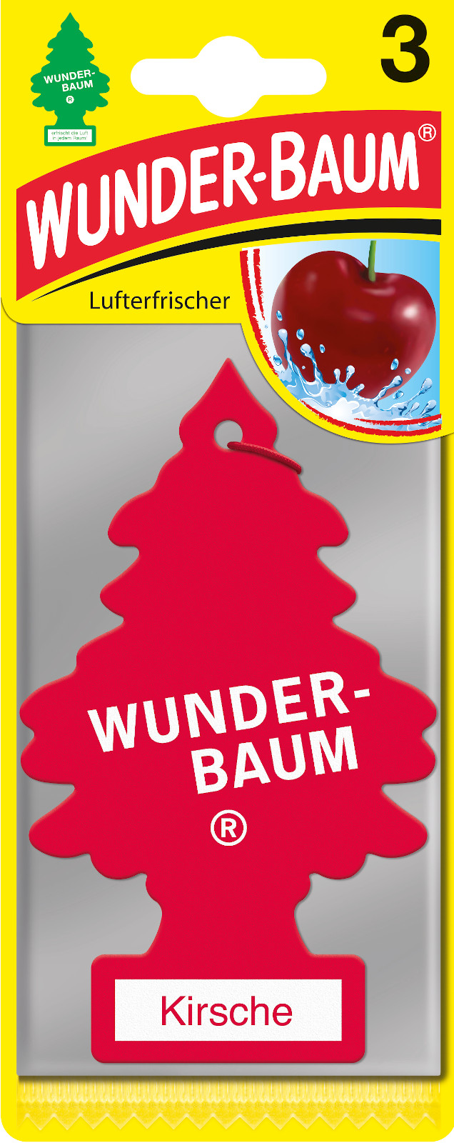 Wunder-Baum 3er Packung Lufterfrischer für das Auto Duft Baum Sorte Kirsche air freshener