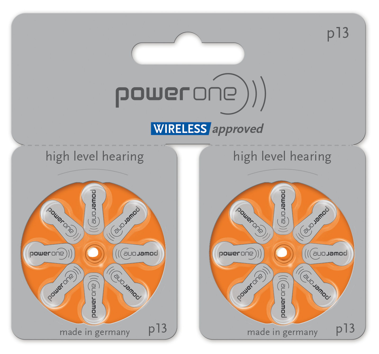 Varta Power One Gr. 13 Hörgerätebatterien 1,45V Orange 16er Blister PR48 24606 p13 p13