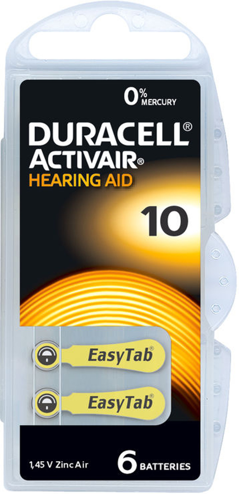 EWANTO_de__L1884__Duracell_7307_5343 Duracell Activair Gr. 10 Hörgerätebatterien 6er Blister PR70 Gelb 24610 Hearing Aid 7307