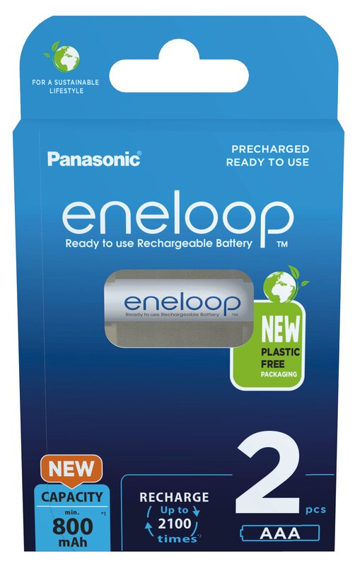 Panasonic eneloop 2er Blister AAA Ni-MH Akkus 800 mAh wiederaufladbar BK-4MCDE/2BE