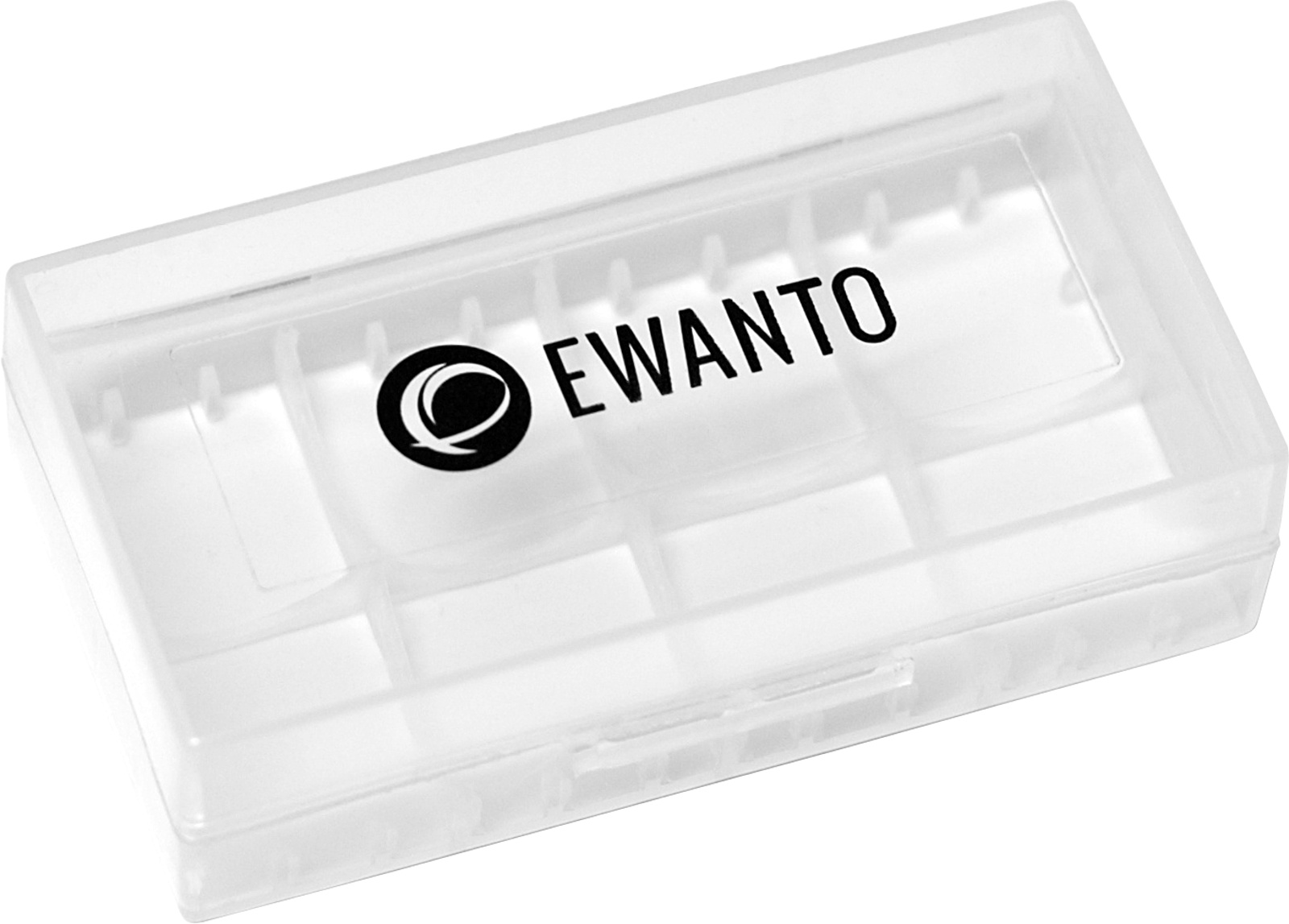 EWANTO EWANTONO Batteriebox / Akkubox zu Aufbewahrung von 4 Stk. CR123 / CR2  oder 2 Stk. 18650 Batterien und Akkus mit Logo E014009