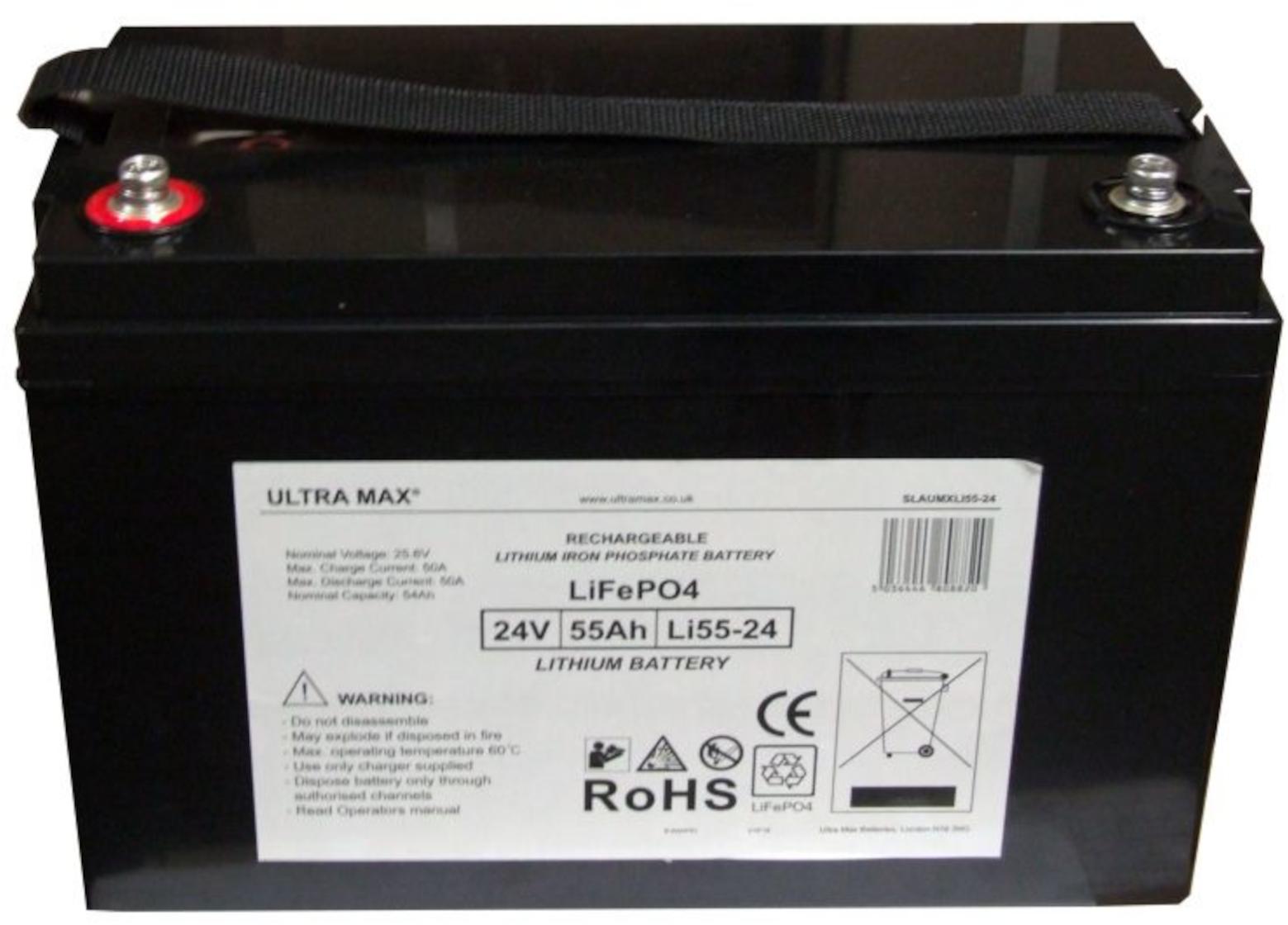 UltraMax SLAUMXLI55-24 – 24 V LiFePO₄-Batterie 55 Ah SLAUMXLI55-24