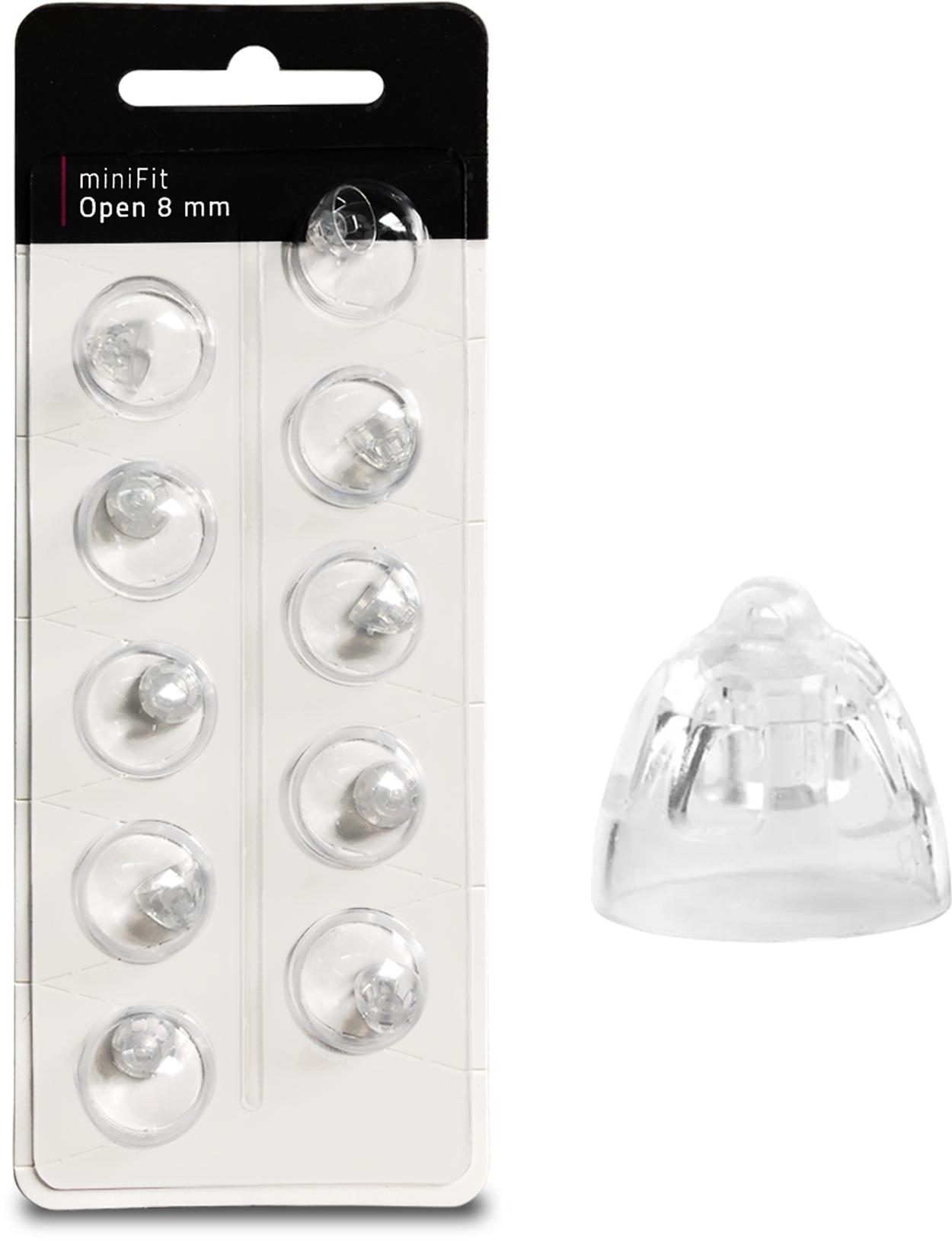 EWANTO miniFit 10er Blister 8 mm Open wie Oticon Domes Kuppeln Schirmchen für oticon miniFit Ex-Hörer MIFTO8M