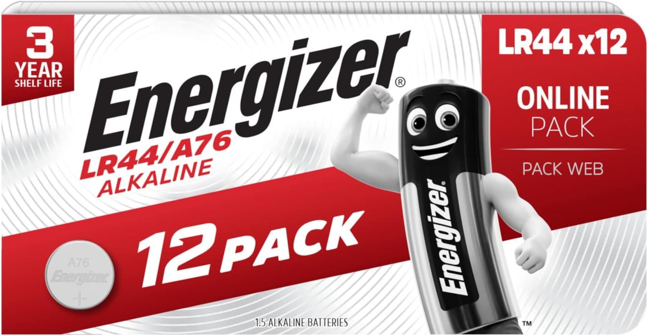 Energizer 12er Blister LR44 Alkaline Knopfzelle A76 1,5V 357A GPA76 LR1154 AG13 E303693200